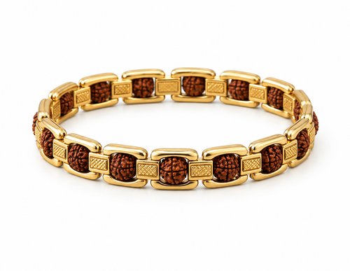 RUDRAKSHA PREMIUM GOLDEN BRACELET