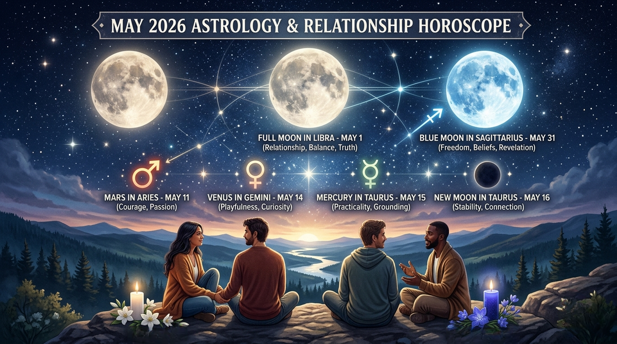 May 2026 Love Horoscope: Blue Moon, 2 Full Moons & Relationship Predictions for All 12 Signs
