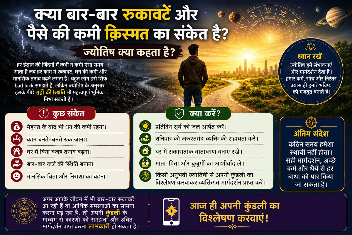 "Kya Bar-Bar Rukavatein Aur Paise Ki Kami Kismat Ka Sanket Hai? Jyotish Kya Kehta Hai?"