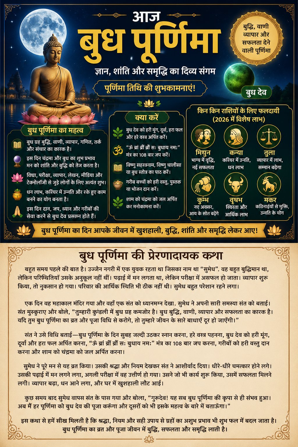 बुध पूर्णिमा का शास्त्र सम्मत महत्व