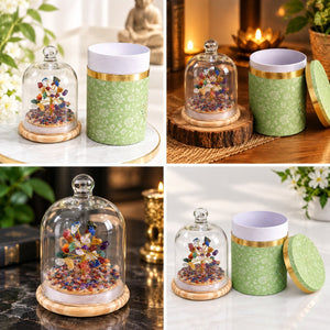 7 Chakra Crystal Dome Tree Showpiece | Gemstone Tree with Glass Dome