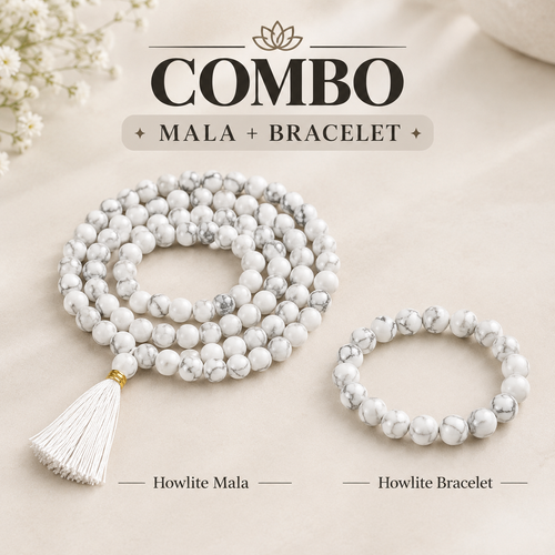 Calm & Mindful Energy Set – Howlite Bracelet & Mala