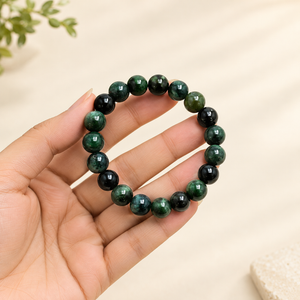 Moss Agate Bracelet –Natural Crystal Beads for Growth, Prosperity & Positive Energy