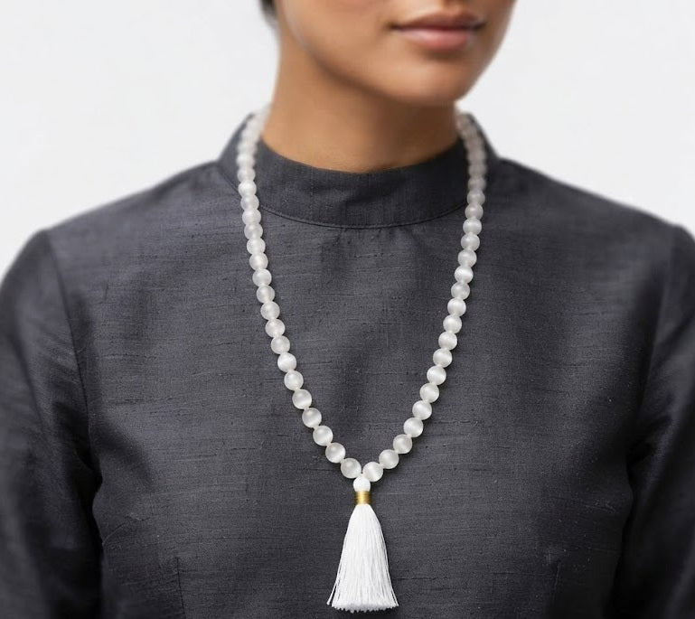 Selenite Crystal Beads Mala Spiritual Necklace