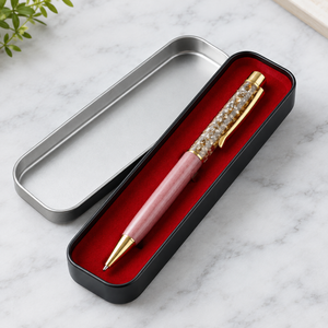 Prosperity Grace Combo|Golden Kamdhenu Cow with Calf on Natural Pyrite Crystal Base + Pyrite Crystal Pen