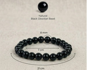 Black Obsidian Crystal Beads Bracelet