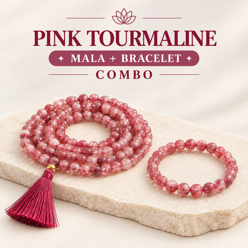Heart Harmony Collection – Pink Tourmaline Bracelet & Mala