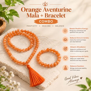 Confidence & Creative Energy Crystal Duo – Orange Aventurine Bracelet & Mala