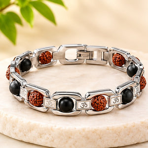Rudraksha & Karungali Link Chain Bracelet | Traditional Spiritual Bead Bracelet
