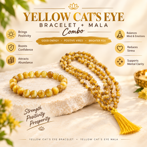 Protection & Intuition Duo – Yellow Cat's Eye Bracelet & Mala