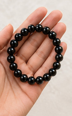 Black Obsidian Crystal Beads Bracelet