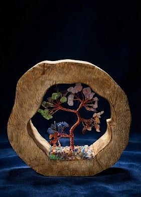 7 Chakra Crystal Tree of Life in Natural Wooden Frame | Spiritual Home Decor
