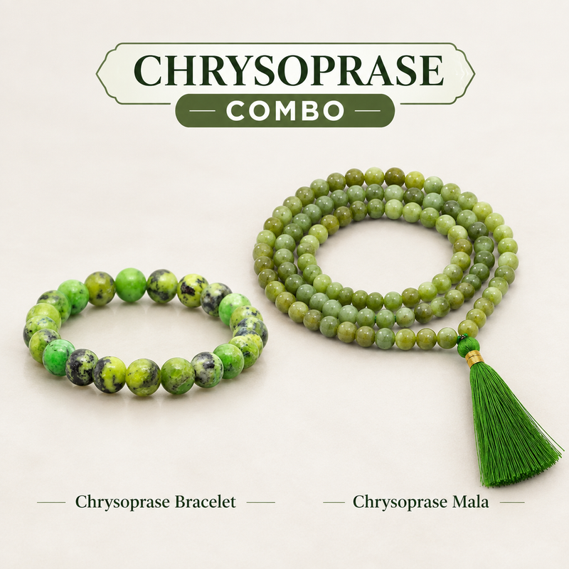 Renewal & Heart Harmony Collection – Chrysoprase Bracelet & Mala