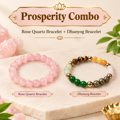 Love & Abundance Crystal Duo – Rose Quartz & Dhanyog Bracelets