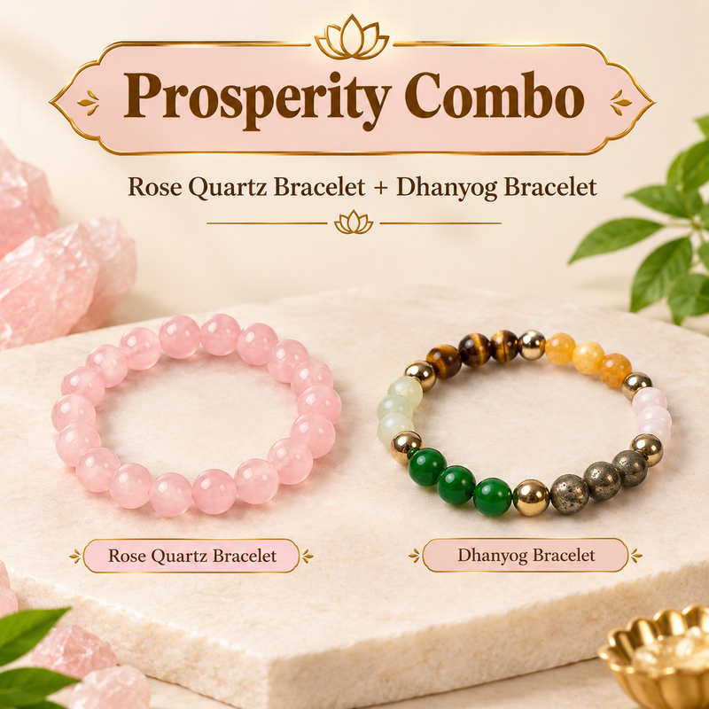 Love & Abundance Crystal Duo – Rose Quartz & Dhanyog Bracelets