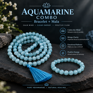 Ocean Calm Crystal Set – Aquamarine Bracelet & Mala