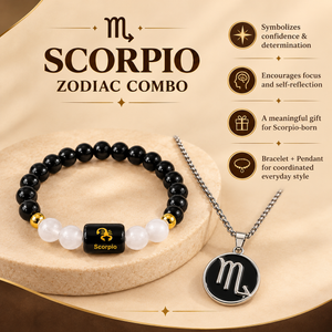 Scorpio  Zodiac Duo – Astrological Bracelet & Symbol Pendant Set