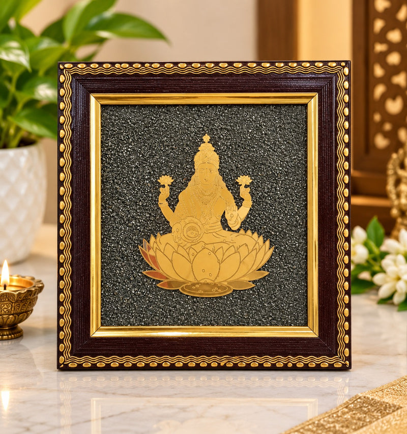 Lakshmi Ji Pyrite Frame Photo Frame | Goddess Lakshmi Spiritual Vastu Decor