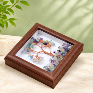 Multi Fluorite Crystal Tree Frame | Colourful Gemstone Tree for Spiritual Décor