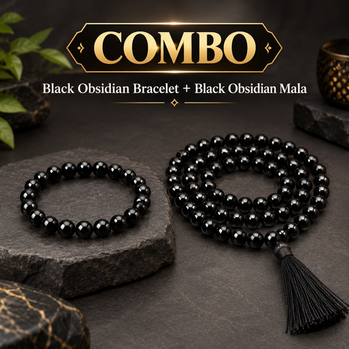 Black Obsidian Shield Set – Bracelet & Mala