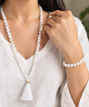 Purity & Peace Crystal Collection – Selenite Bracelet & Mala