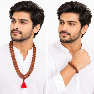 5 Mukhi Rudraksha Mala & Bracelet Combo