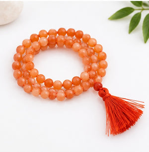Orange Aventurine Crystal Beads Mala Spiritual Necklace