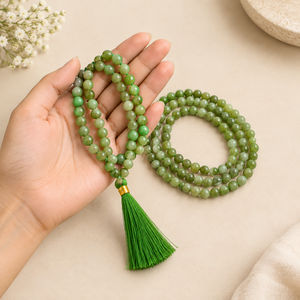 Chrysoprase Crystal Beads Mala Spiritual Necklace