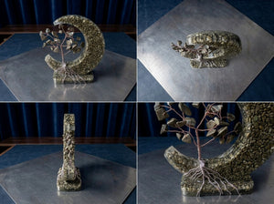 Pyrite Moon Orgonite Tree | Natural Pyrite Gemstone Tree