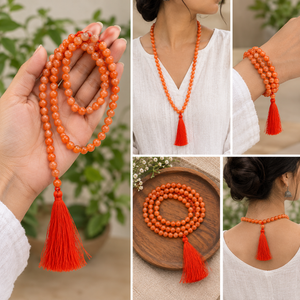 Orange Aventurine Crystal Beads Mala Spiritual Necklace