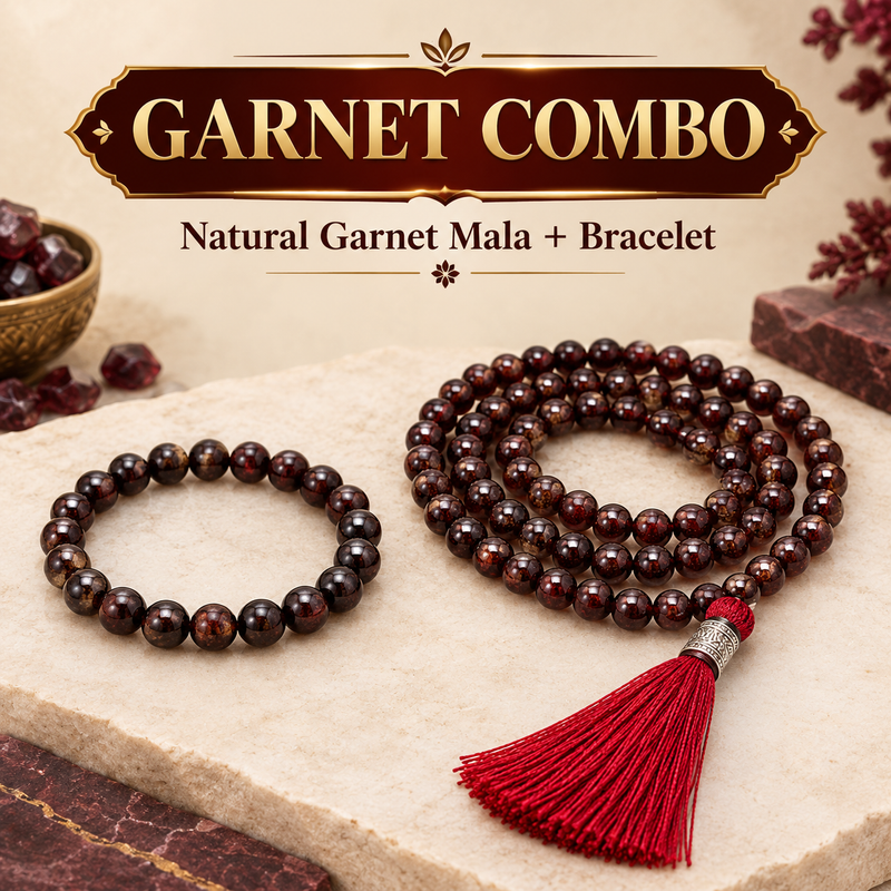 Garnet Vitality Set – Natural Garnet Bracelet & Mala