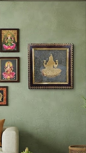Lakshmi Ji Pyrite Frame Photo Frame | Goddess Lakshmi Spiritual Vastu Decor