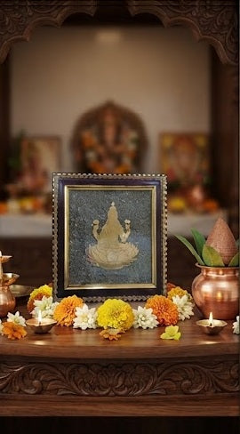 Lakshmi Ji Pyrite Frame Photo Frame | Goddess Lakshmi Spiritual Vastu Decor