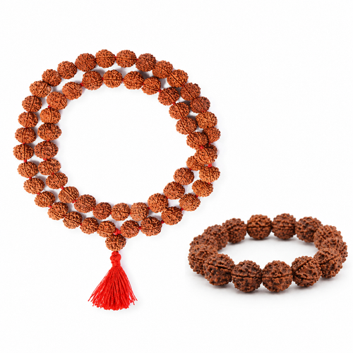 5 Mukhi Rudraksha Mala & Bracelet Combo