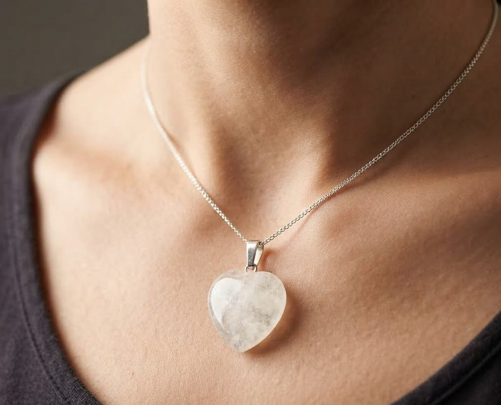Natural Clear Quartz Heart Shaped Pendant