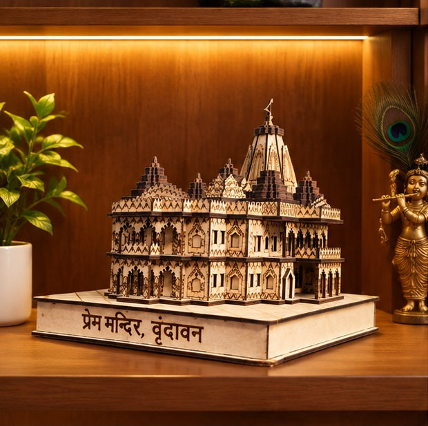 Prem Mandir Vrindavan Decorative Wooden Temple Model