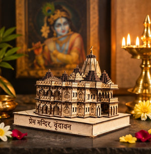 Prem Mandir Vrindavan Decorative Wooden Temple Model