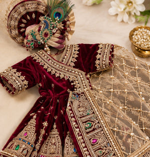 Royal Maroon Zari Work Poshak for Laddu Gopal Ji