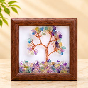 Multi Fluorite Crystal Tree Frame | Colourful Gemstone Tree for Spiritual Décor