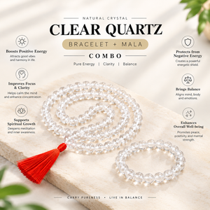 Clarity & Intention Collection – Clear Quartz Bracelet & Mala