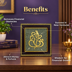 Ganesh Ji Pyrite Frame Photo Frame | Lord Ganesha Spiritual Vastu Decor
