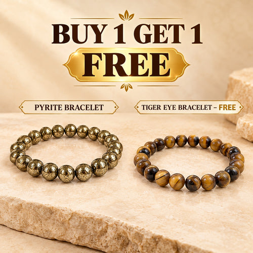Pyrite Bracelet + FREE Tiger Eye Bracelet | Buy 1 Get 1 Free Crystal Combo