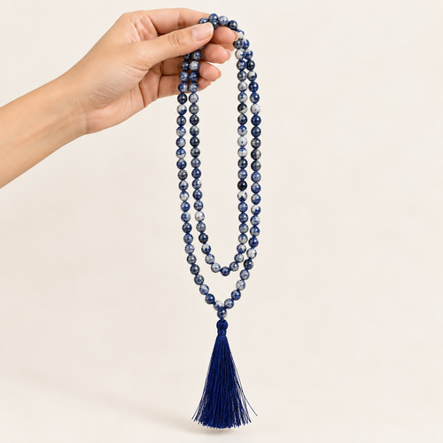 Sodalite Crystal Beads Mala Spiritual Necklace