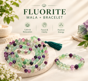 Clarity & Focus Crystal Duo – Fluorite Bracelet & Mala