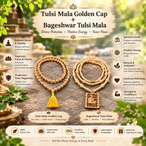 Tulsi Shree Bhakti Set | Golden Capping Tulsi Mala & Bageshwar Tulsi Mala