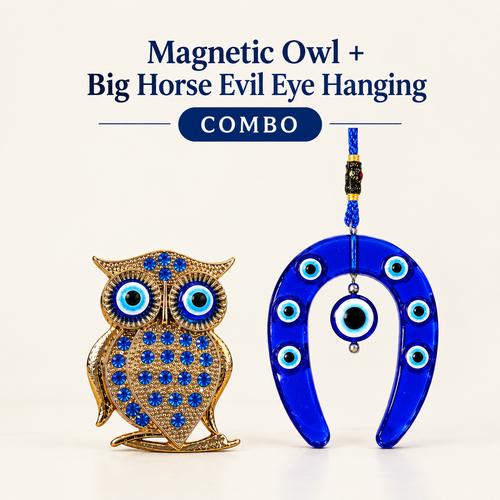 Nazar Suraksha Duo | Magnetic Owl & Big Horse Evil Eye Hanging