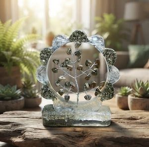 Pyrite & Selenite Orgonite Gemstone Tree | Natural Crystal Tree