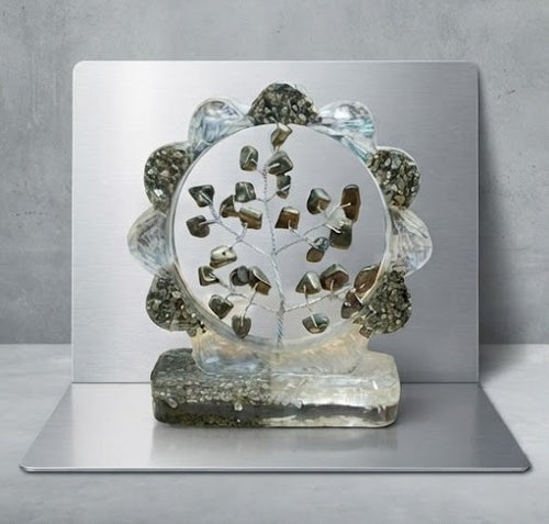Pyrite & Selenite Orgonite Gemstone Tree | Natural Crystal Tree