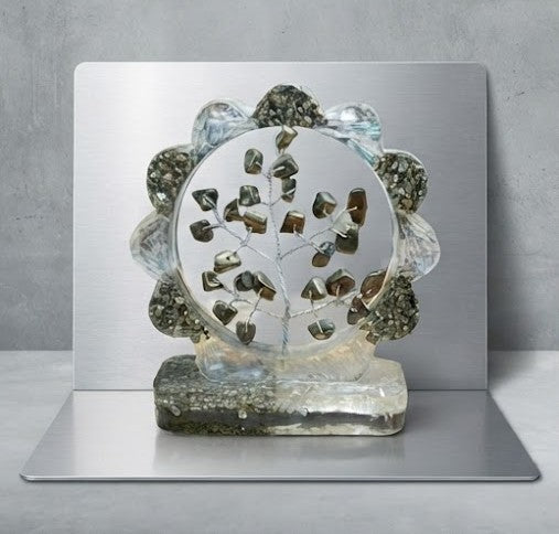 Pyrite & Selenite Orgonite Gemstone Tree | Natural Crystal Tree