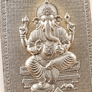Silver Finish Ganesh Ji Divine Blessings Frame | Spiritual Home Decor